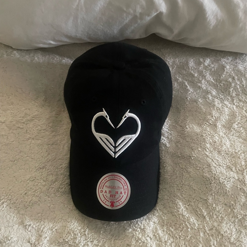 Black Dad Hat with White Heart Emblem